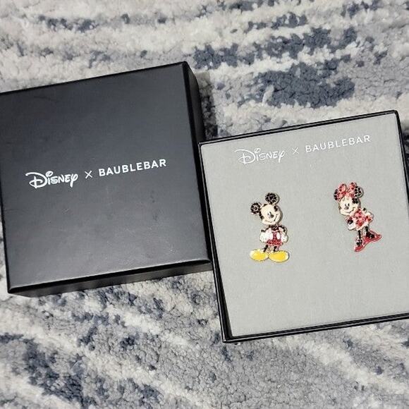 BaubleBar Jewelry - Disney x BaubleBar Mickey & Minnie Mouse Crystal Enamel Stud Earrings NIB